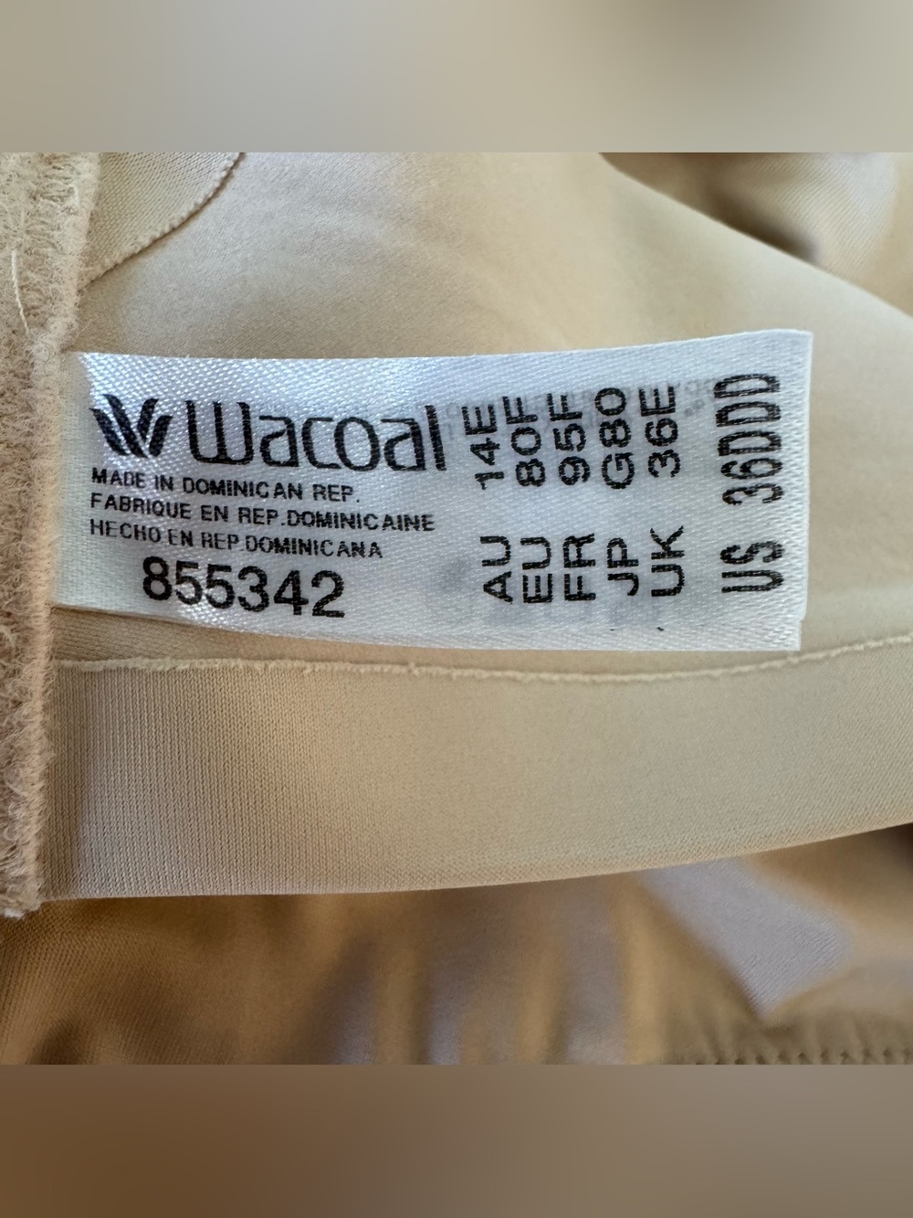WACOAL Size 36DDD Superbly Smooth Underwire Bra - Straps Can Cross -855342 - Picture 6 of 6